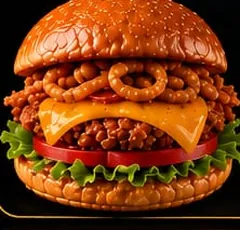 Hamburguesa La Crispy Garden con queso, lechuga y cebolla frita