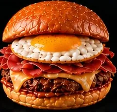 Hamburguesa La Ibérica Ahumada con jamón serrano y huevo